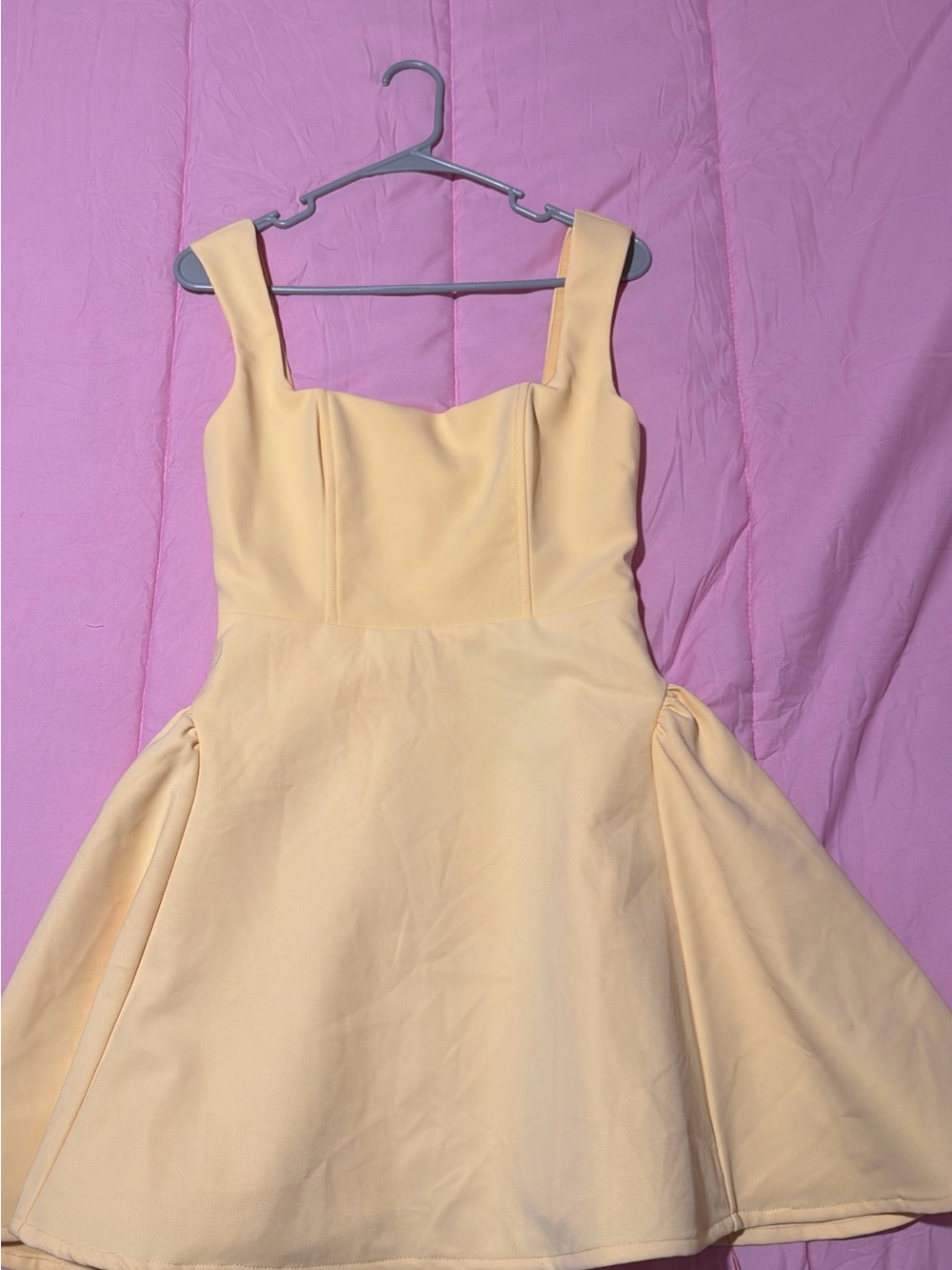 Fashion Nova Pale Yellow Mini Fit-and-Flare Dress